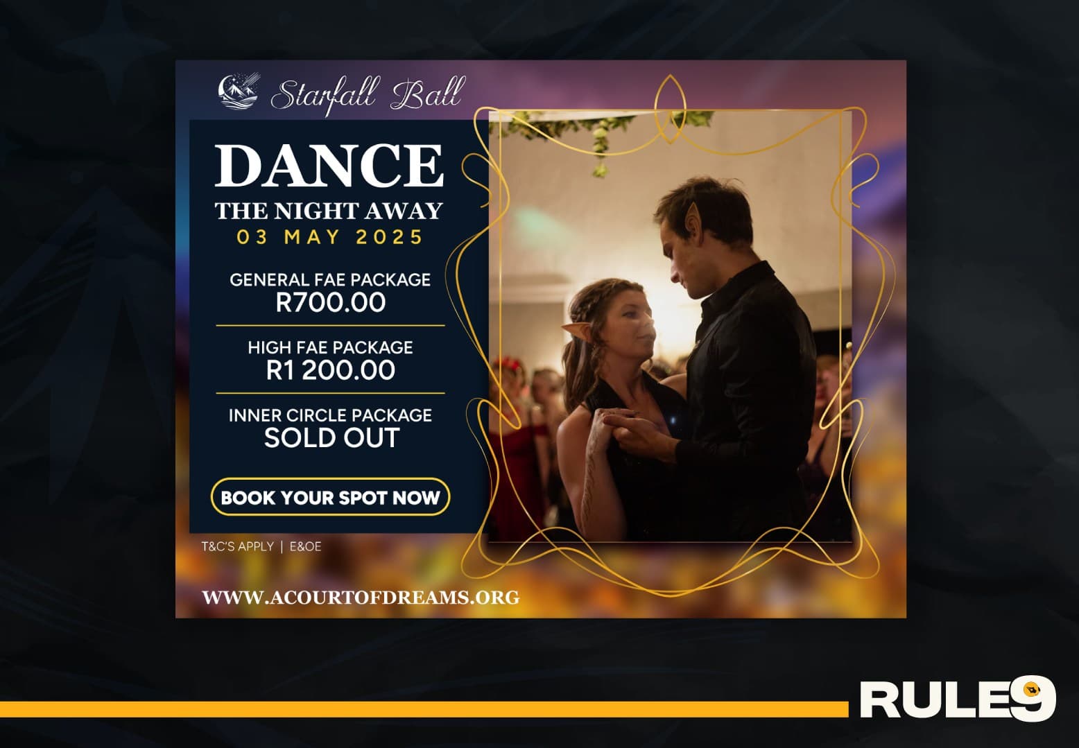 Starfall Ball ticket package social media graphic.